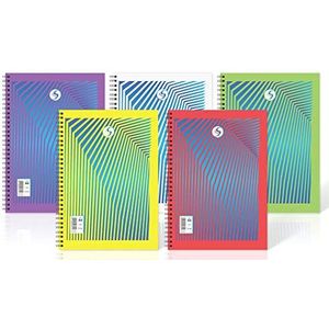 Silvine Daze 140 Page A4 Bedraagbare notebooks met duurzame Polyprop Covers. [Verschillende verpakking van 5]