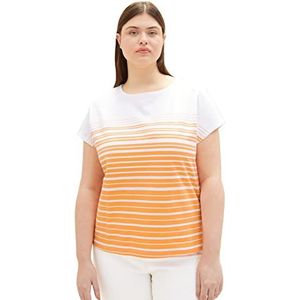 TOM TAILOR Dames T-shirt 1035934, 31575 - Orange Gradient Stripe, 48 Grote maten