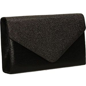 SwankySwans Vrouwen Kelly Glitter Envelop Clutch Bag Party Prom Bag Clutch, Zwart (zwart)