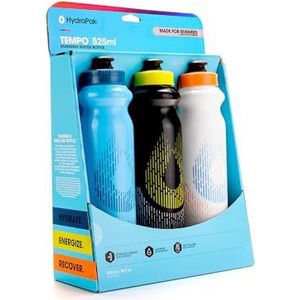 HydraPak Tempo Handheld Running Water Bottle 3-Pack (525ml/17oz), gemaakt voor hardlopers, marathon training en race dag knijpen fles. Perfect voor hydratatie, elektrolyten, herstel en voeding mixen.
