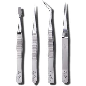 Beaditive - Professionele Pincet - Roestvrijstaal - 4-delige Set voor Sieraden en Nagelkunst