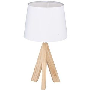 Grundig Tafellamp met houten voet en stoffen kap hout, wit 99603