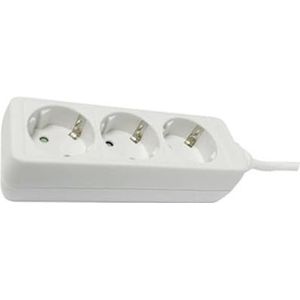 Stopcontact met 3 stopcontacten en 3 m lange kabel, ideaal voor meerdere aansluitingen en eenvoudige toegang tot stroom in nauwe ruimtes.