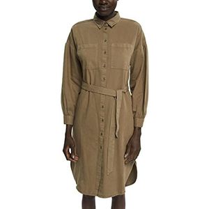 ESPRIT Hemdblousejurk met riem, khaki (dark khaki), 32