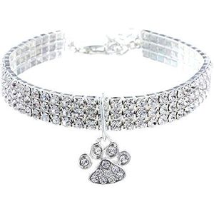 RayMinsino Huisdierhalsband met diamanten, verstelbare kristallen diamant, elastische hartvormige klauw hanger, bruiloft kat en hond, kleine huisdier ketting sieraden