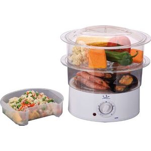 Jata Stoompan voor gezonde keuken met 2 manden, inhoud 3,5 l, tank 500 ml, incl. container voor rijst of sauzen