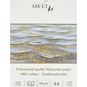 SMLT AS-10 (300)/PRO Line A4 aquarelblok voor professioneel, 300 gsm, traditioneel wit 100 procent katoenpapier, 10 vellen