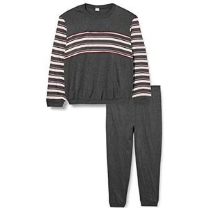 Damart Pyjama met lange mouwen van thermolactyl-fleece, Gris Rayé, XL