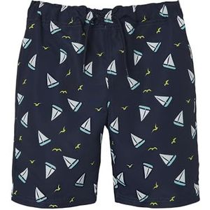 NKMZORRO TB Long Swim Shorts, Dark Sapphire/Aop: boot, 116 cm