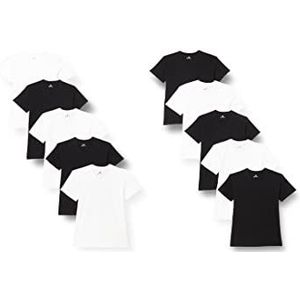 Lower East Heren T-shirt met V-hals, gemaakt van 100% katoen, Zwart/wit, set van 10, S