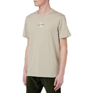 Calvin Klein Jeans Heren Monologo Regular Tee S/S gebreide tops, Plaza Taupe, XXL grote maten