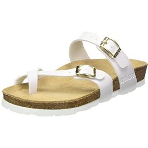 Rohde Alba klassieke sandalen voor dames, zomerschoenen, pantoffels, kurk-voetbed, 09 witte lak, 36 EU