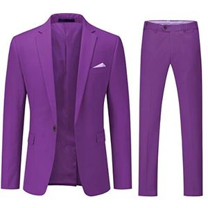 YOUTHUP Pakken Heren Slim Fit 2 Stuks Pak 1 Knoops Herenpak voor Zakelijk Bruiloft Formele Blazer en Broek