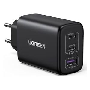 UGREEN USB C oplader 65W USB C Charger 3-poorts PD lader 60 W Compatibel met Steam Deck, MacBook Pro/Air, iPad, iPhone 16 Pro Max/16/15/14, Galaxy S24 Ultra/S24+/S24 (Zwart)