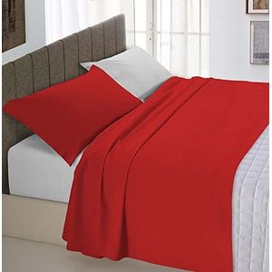 Italian Bed Linen Natural Color beddengoedset, 100% katoen, rood/lichtgrijs, afzonderlijk