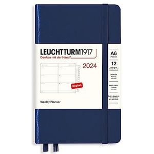 LEUCHTTURM1917 Pocket 367628 weekkalender (A6) 2024, 12 maanden, marine, Engels