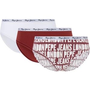Pepe Jeans Dames bikini stijl ondergoed (Pack van 3), Rood (Bordeaux), XL