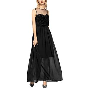 APART Fashion Dames mesh jurk partyjurk, zwart (black/black), 40