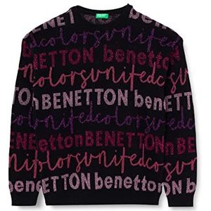 United Colors of Benetton Tricot G/C M/L 1194Q101X trui, zwart met kleurrijke opschriften 902, El meisje