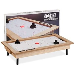 Relaxdays airhockey tafelspel, HBD: 14 x 65 x 35 cm, inclusief pusher en puck, voor kinderen en volwassenen, meerkleurig