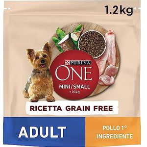 Purina One Mini 10 kg voer voor kleine honden Grain Free met kip, 6 zakken à 1,2 kg