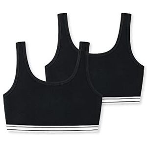 Schiesser Meisjes 2-pack bustiers ondergoed, zwart, 164