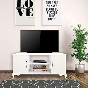 Homemania TV-kast, spaanplaat en kunststof, wit, 111 x 40 x 57 cm