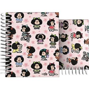 Grafoplás Notitieboek met hardcover, A7, 100 vellen geruit 5 x 5, 70 g, 4 kleuren, unieke Mafalda-designcollectie, FSC-gecertificeerd