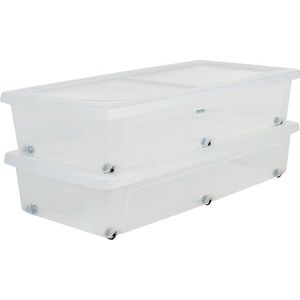 IRIS Clearbox onder-het-bed Opbergbox - 35L - Kunststof - Set van 2