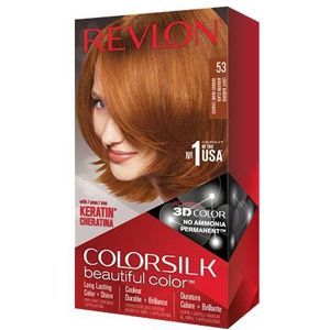 Revlon Colorsilk Mooie kleur Permanent haarkleuring met 3D- en Keratin -geltechnologie, verven met 100 % dekking van wit haar, 53 Auburn