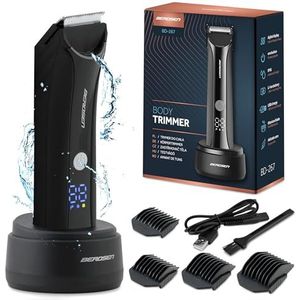 Berdsen Professionele tondeuse, elektrische baardtrimmer, baardtrimmer, 4 opzetkammen, 3-12 mm, zwart