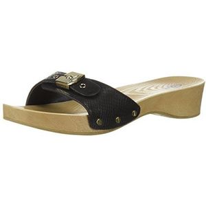 Dr. Scholl's Shoes Klassieke slip sandalen voor dames, US 9 M, Zwarte slangenprint, 41 EU