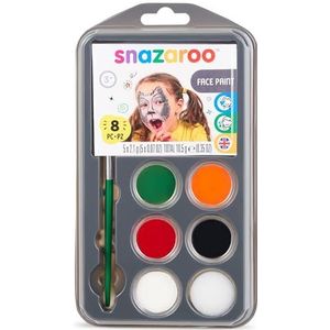 Snazaroo 1172214 Make-up kleurenset Halloween, schminkpalet met kwast, spons en handleiding (mogelijk niet beschikbaar in het Nederlands), 5 kleuren: zwart, wit, rood, groen, oranje