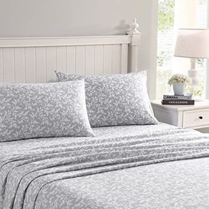 Laura Ashley Home Katoen Flanel Beddengoed, Crestwood Pastel Grey, King