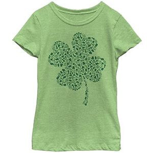 Disney Characters Shamrock Fill Girl's Heather Crew Tee, Green Apple, X-Small, Apple Green, XS