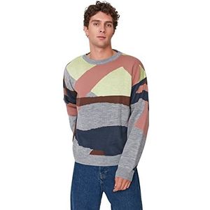 Trendyol Man Young Oversized Basic Crew Neck Knitwear Trui, Meerkleurig, S