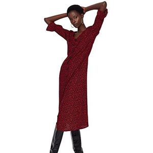 TRENDYOL Vrouw Midi A-lijn regular geweven stof jurk, rood, 36