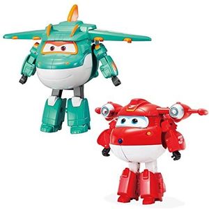 Super Wings 5"" Transforming Characters 2-Pack Transforming Supercharged Jett + Dino, Transformer speelgoed voor 3+ jaar oud Jongen Meisje
