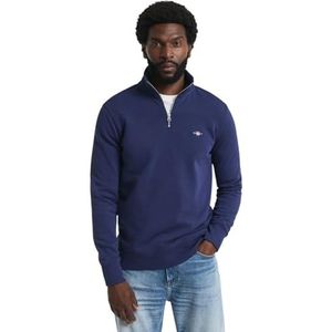 GANT Heren Regular Shield-sweatshirt met halve ritssluiting, grijs melange, Persian Blue., L