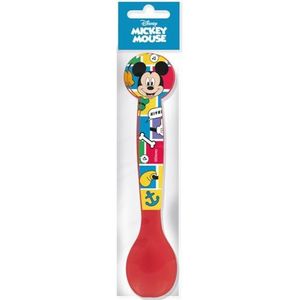 Disney Mickey Mouse Set van 2 kinderbestek van kunststof, rood, Mickey Mouse, vork en lepel