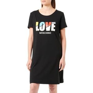 Love Moschino Dames Short-Sleeved A-line Dress, Black, 44, zwart, 44