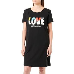 Love Moschino Dames Short-Sleeved A-line Dress, Black, 42, zwart, 42