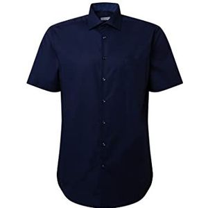Seidensticker Men's Regular Fit Shirt met korte mouwen, donkerblauw, 40, donkerblauw, 40