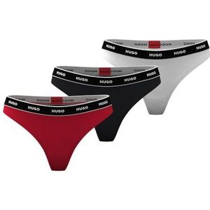 HUGO Triplet Thong Stripe String voor dames, Dark Pink652, XL