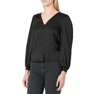 Vila Dames Veellette V-hals L/S Shirt/Su-Noos blouse, zwart, 38