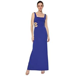 Trendyol Vrouwen Shift Getailleerde Geweven Avondjurk, Sax,38, Sax, 64