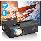 YCLZY Beamer Bluetooth met canvas, Full HD 1080p wifi-projector, 9000 lumen outdoor led-projector, 10.000:1 contrast, daglichtbeamer voor thuisbioscoop, iOS, Android, laptop, tv-stick, PS5