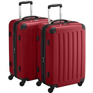 HAUPTSTADTKOFFER - Alex - 2-delige kofferset harde schaal glanzend, TSA, 65 cm, 74 liter, rood, rood, 65 cm, Kofferset