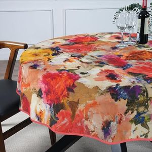 ANRO Afwasbaar tafelzeil, lotuseffect, vuil- en waterafstotend, voor binnen en buiten, rond, 140 cm, met zoom (omzoomd), kunst