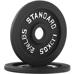 Signature Fitness Gietijzeren plaat halterschijf voor krachttraining en gewichtheffen, 1 inch midden (standaard), 2,5 kg (set van 2)
